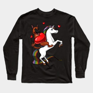 German Shepherd Dog Riding Unicorn Long Sleeve T-Shirt